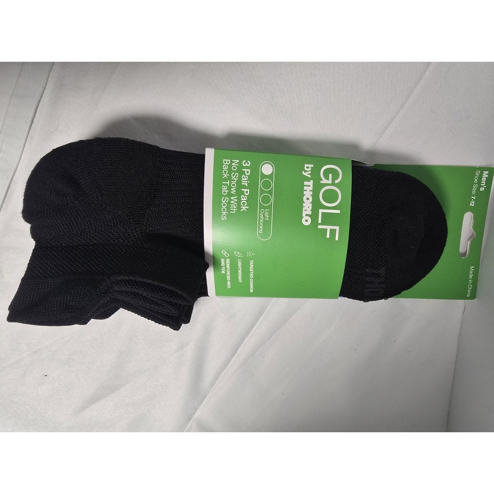 Golf by Thorlo 3 Pair Men's Black Ankle Golf Socks